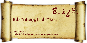 Bánhegyi Ákos névjegykártya